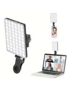 Aufladbare Selbstauslöser-Licht und Smartphone-Licht-Clip für - Smartphone LED-Licht mit einstellbarer Helligkeit, perfekt für Selfies, Make-up, Live-Streaming und Videokonferenzen, Schwarz