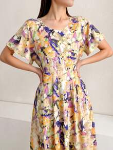 Vestido de Flores 3D para Mujer – Fresco, Cómodo y con Estilo Bohemio - Champán - Ver 3