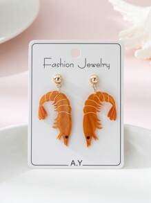 زوج من أقراط المجوهرات للنساء بتصميم جميل على شكل جمبري، هدية مثالية لعطلة الشاطئ والحفلات والمناسبات