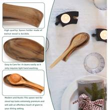 Large Acacia Wooden Spoon Rest Cooking Spoon Holder Organizer Heat-Resistant Wood Utensil Rest, Spoon Holder For Stove Top, Kitchen Utensil Holder For Ladles, Turner, Brush, Spatula& More