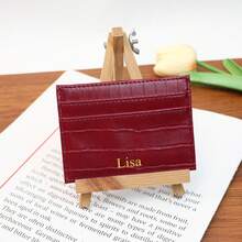 1 件个性化烫金字母名称设计鳄鱼皮图案简约时尚多功能女士礼品钱包卡包零钱包女士生日礼物钱包迷你钱包钱包小钱包可爱钱包腕带钱包 - 彩色 - 查看 11