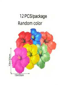 12 Stücke zufällige Farbe Hawaiianische Hibiskus Papier Tischsets - Rechteckige tropische Party Tischsets, geeignet für Feste, Treffen und Heimdekoration, zufällige Farbe florale Papier Tischsets, Hibiskus Blume Tischsets, Einweg-Blumen-Tischsets für hawaiianische Party, Hochzeit, Geburtstag, verschiedene Feste, Heim-Bankett-Dekorationen, Geschenke für Lehrer