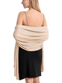 1 Stück modischer, weicher Chiffon Schal Schultertuch für Abendkleid, Hochzeitsschal, Brautschal, Damen Boho Schwarzer Schal