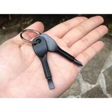 Outdoor Edc Portable Multifunctional Tool Stainless Steel Keychain Screwdriver Flathead Head Keyring Key Chain