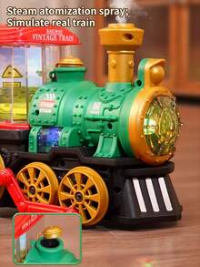 Kids Electric Train Spray Steam Toy Car, Omnidirectional Locomotive Model With Lights And Music, Head-Up Sensory Training Crawling Toy For Children - Multicolor - View 7