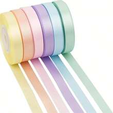 6 rollos de cinta de satén pastel de 1 pulgada | Set de cintas de regalo para ramos de flores, manualidades, cumpleaños, fiestas, bodas, decoraciones de fiesta de graduación - 30 yardas - Multicolor - Ver 2