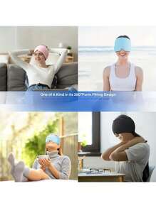 Cappello per emicrania, fascia rinfrescante per il viso con gel refrigerante, maschera per gli occhi con compressione fredda, cuffia regolabile, prodotto rinfrescante per il viso