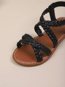 Fashionable Girls Summer Sandals, Woven Design; Comfortable Flat Shoes For Boys, Children Shoes, Suitable For Daily Outing And Holiday