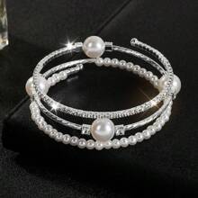 1pc Fashionable Luxurious Rhinestone Design Arm Chain Bracelet, Suitable For Women Everyday And Party Wear
