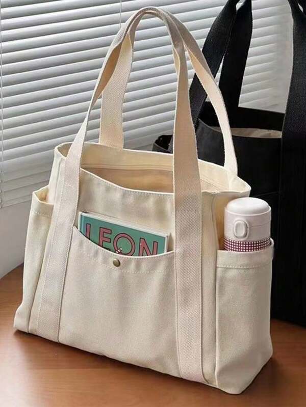 1 pièce Grand sac fourre-tout de couleur unie sac de maquillage, sac de maquillage grande capacité à la mode et décontracté avec fermeture éclair, essentiels de voyage et de vacances. Sacs cosmétiques pour serviettes hygiéniques, coussinets, écouteurs filaires, écouteurs, casques, chargeurs, rouge à lèvres, cosmétiques, parfums, produits de soins de la peau et de beauté, décoration intérieure, pour maman, femmes, infirmières, étudiantes, écolières, clés, cadeaux de vacances