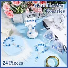 6/12/24 Baptism Gift Sets, Including 6/12/24 Pieces Of Mini Rosary Beads, 6/12/24 Pieces Of Baptism Gift Boxes, 6/12/24 Pieces Of White Organza Bags And 6/12/24 Pieces Of Thank You Tags, Suitable For Baptism Communion Party Decorations - Multicolor - View 6
