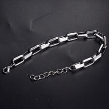 1pc Oversized Industrial Style Titanium Steel Cuban Link Bracelet For Men And Women, Adjustable Unisex Hip Hop Bracelet