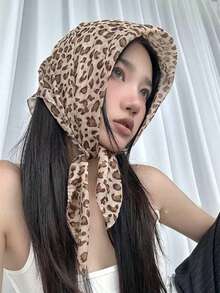 1 件女士豹纹头巾，三角形头巾款式，时尚休闲百搭花卉缎面头巾，适合日常佩戴 - 彩色 - 查看 2