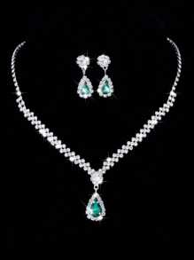 Ensemble de bijoux avec pendentif goutte d'eau cristal scintillant, accessoires de mariage de mariée de luxe, convient pour les soirées formelles