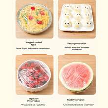 500/300/100PCS保鲜膜袋家用冰箱一次性保鲜膜罩多功能防尘防油罩自封盘子碗碟水果防蚊罩 - 彩色 - 查看 2