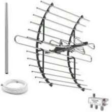 Large Curved Outdoor Digital DTT TV Antenna Plus 3-Way Splitter - Silver - View 4