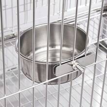 2pcs Stainless Steel Bird Feeder Bowls, Food & Water Feeding Cups For Medium And Small Parrots, Lovebirds, Cockatiel, Bird Cage Hanging Accessories - Silver - View 5