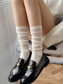 2 双黑白灰色薄款甜美透视中筒袜，日式风格 - 彩色 - 查看 3