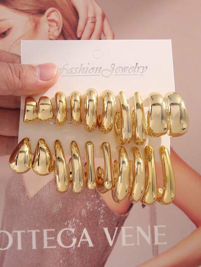 20er Set Modische Geometrische Ohrringe aus Metall und CCB, personalisiertes Modedesign