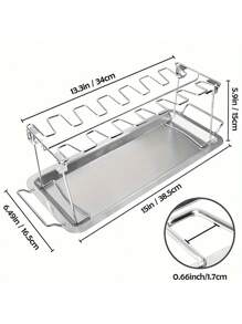 1 Set Edelstahl Grill Hühnchenbeinhalter + Auffangschale / Nur 1 Stück Hühnchenbeinhalter, zweilagiger Gemüse- und Fleischgrill, Küchenausstattung, Küchenartikel, BBQ Zubehör