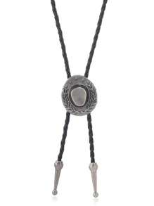 Cadena de cuello tipo suéter con nudo de cuerda de vaquero estilo retro de aleación para hombres