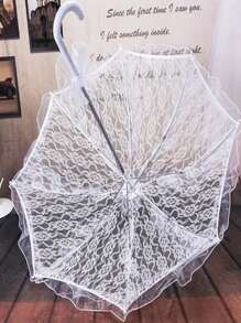 2 Pieces Romantic Bridal Wedding Props, Umbrella And Fans, European Ripple Elastic, Outdoor Wedding Decoration Set