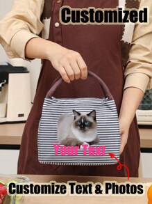 1Pc Custom Personalized Lunch Box Bag, Picnic Bag Fridge Bag Cooler Lunch Box,Thermal Insulation Lunch Bag With Built-In Waterproof Refrigerated Ice Pack And Large Capacity Commuting Storage Bag, Personalized Customized Gift