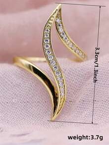 1枚优雅立方氧化锆戒指，女士款式，适合婚礼、订婚、周年纪念、派对等场合，也可作为情人节礼物。 - 金黃色 - 查看 7