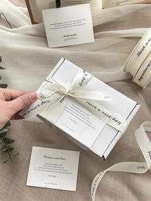 1 卷标语图案 DIY 编织丝带，派对礼品包装丝带，花束领带，蛋糕包装，礼盒装饰，法式风格 - Have - 查看 8