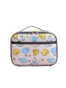 1 New Model Girl And Boy Nylon Material Various Cartoon Pattern Printed Lunch Handbag, Smooth Zipper Opening And Closing, Large Capacity, Fashionable And Cute, Daily Commuting To School Outing Light Storage Lunch Box Bag - A - View 17