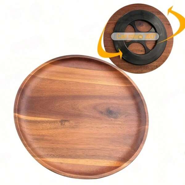 KEMORELA 1 pièce KEMORELA Plateau tournant en bois d'acacia, plateau tournant en bois de 20/25/30 cm pour rangement, organisation de la cuisine, dîner de fête, plateau à rotation, centre de table, plateau à fromage et charcuterie