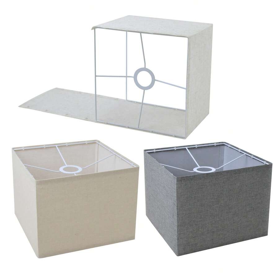 2件方形布艺台灯灯罩，酒店民宿居家卧室装饰落地灯灯饰配件吊灯外壳台灯罩壁灯灯饰外壳可拆卸布艺灯罩布艺灯罩10.2英寸X10.2英寸X7.8英寸 - 彩色 - 查看 1