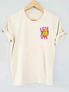 Áo thun tay ngắn cổ tròn họa tiết quả chanh đi biển mùa hè cho nữ - mai nhẹ - Xem 3