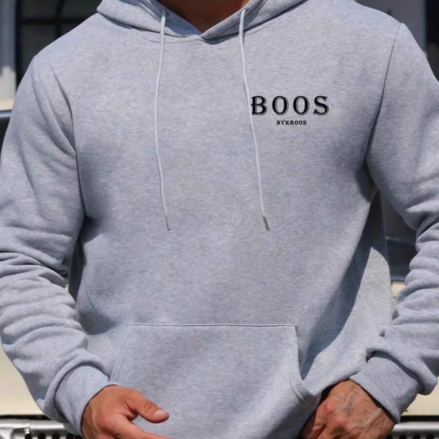 Men's Cold Weather Sweatshirt Kangaroo Hoodie Cotton Sweatshirt - Grey - View 1