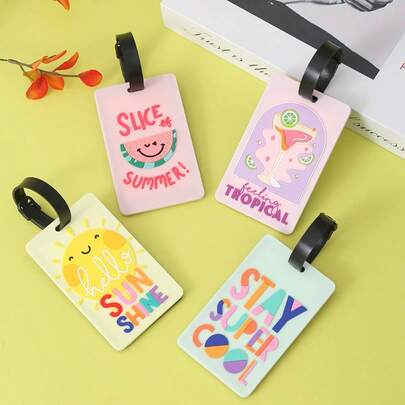 Bộ 4 thẻ hành lý bằng PVC mềm và cứng, có khe đựng thẻ tên và thẻ ID, phụ kiện du lịch PVC cá nhân hóa.