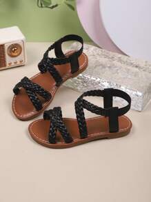 Fashionable Girls Summer Sandals, Woven Design; Comfortable Flat Shoes For Boys, Children Shoes, Suitable For Daily Outing And Holiday