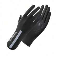 1 Pair Women Thin Sunscreen UV Protection Gloves, Silky Fingerless Gloves With Touchscreen Capability, Anti-Slip And Long Design For Cycling, Driving