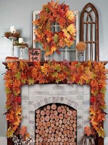 1 szt. - Jesienna girlanda z liści klonu, 5,6 stopy (1,7 m) - Sztuczna jesienna girlanda z liści klonu, wisząca, jesienna winorośl, dekoracja stołu - Trwała, wielokrotnego użytku, idealna na domowe przyjęcie z okazji Święta Dziękczynienia, kominek, kolację weselną, domowe przyjęcie weselne, wystrój domu, dekoracja stołu, jesienna dekoracja drzwi wejściowych, dekoracja do wnętrz i na zewnątrz, wystrój jesienny, dekoracja na Halloween, wystrój na Halloween