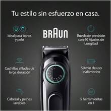 Kit All-In-One Series 3, Recortadora de Barba, Nariz. Orejas y Cabello para Hombre 5en1, 40 Longitudes de corte, Lamina ultraafilada, Lavable - Ninguno - Ver 2