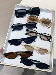 Set de 8 piezas de gafas de mujer con montura pequeña y casual, elegantes y versátiles para uso diario, playa, fiesta, como regalo - Multicolor - Ver 3