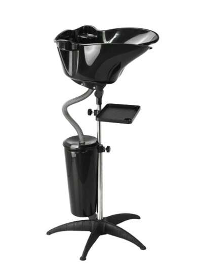 Portable Shampoo Bowl, Vertical Spa Salon Beauty Equipment With Height Adjustable 90-130cm, Designed With 10L Bucket, With 120cm Drainage Hose, Home & Barber Use, Black