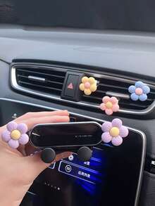 Giá đỡ điện thoại mini dán ngẫu nhiên, giá đỡ điện thoại hình hoa màu hồng cho xe hơi, thích hợp để đặt điện thoại định vị trong xe và sử dụng, phụ kiện xe hơi, phụ kiện nội thất xe hơi, phụ kiện xe hơi dành cho nữ. - Màu tím - Xem 8