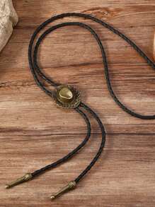 Cadena de cuello tipo suéter con nudo de cuerda de vaquero estilo retro de aleación para hombres