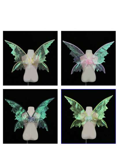 1 pieza Alas de hada de fiesta, accesorios de disfraz de carnaval y festival, alas de mariposa brillante para disfraz de boda, alas de ángel para mujeres, accesorios de vestir de carnaval, alas de mariposa doradas deslumbrantes y alas de hada para Halloween