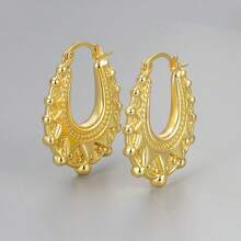 1 Pair 18k Gold Plated Stainless Steel Vintage Crown Horseshoe Earrings Fashion Simple Non Fading Women's Earrings Can Be Given As A Gift To Friends, Colleagues And Mothers