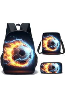 Three Pieces Football Pattern Backpack 15-Inch, Lightweight Outdoor Leisure Backpack For Back To School, Three Pieces Combination School Bag, Crossbody Bag - Football Three Piece Suit - View 13