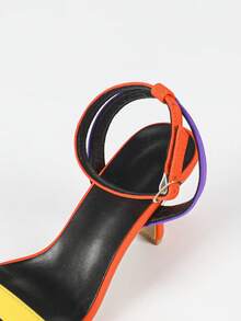 Quadratische Zehenspitze, dünner Absatz, Knöchelriemen, modische Kontrastfarbe High Heel Sandalen, quadratische Zehenspitze, dünner Absatz, modisches minimalistisches Riemen Kontrastdesign, leichte, bequeme Sommer-High-Heel-Sandalen, geeignet für Party, Urlaub, Pendeln, sexy dünner Absatz quadratische Zehenspitze High Heel Schuhe - Verschiedenfarbig - Übersicht 7