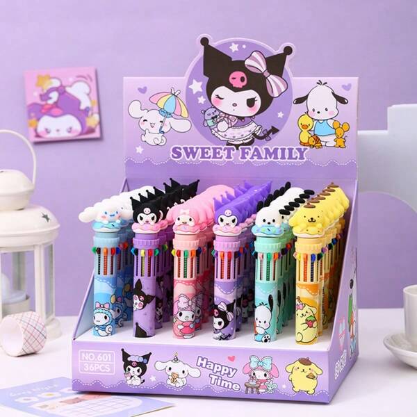 Sanrio 6 piezas. Lápiz bolígrafo de 10 colores Sanrio Kulomi, bolígrafo de 10 colores, útiles escolares, de vuelta al colegio