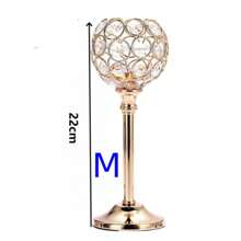 Crystal Metal Tealight Candlestick, Bling Bowl Candelabras, Tall Crystal Votive Candle Holders Elegant Crystal Candle Centerpiece For Dining Table Wedding Decor (Set Of 3, Gold)