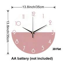 1 件平面二维斯堪的纳维亚挂钟静音扫频机芯无框现代设计超薄北欧风格家居装饰适用于客厅卧室咖啡厅办公室 - 无噪音纤薄电池供电简约当代艺术钟表